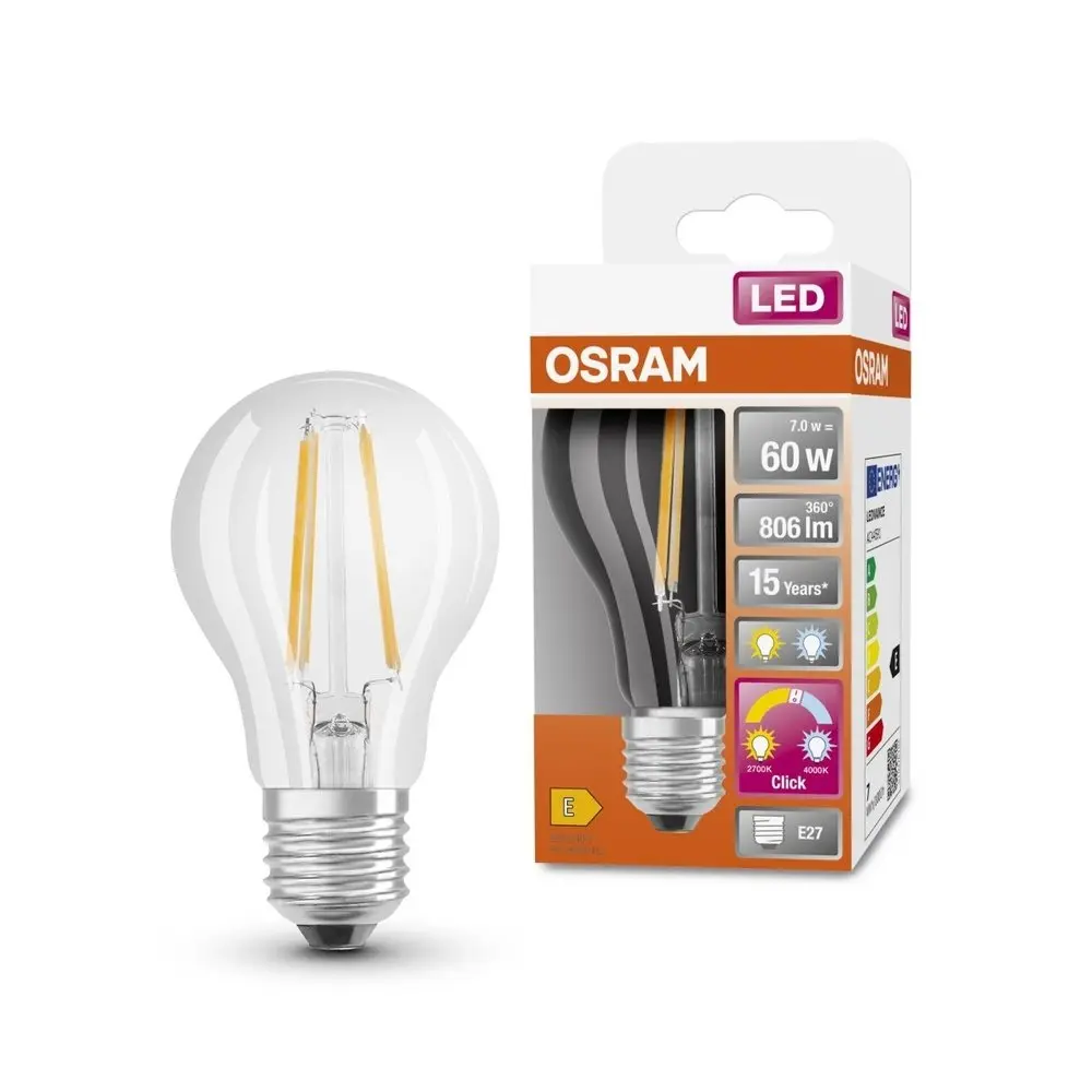 LEDVANCE OSRAM LED STAR+ CL A Act&Rel FIL 60 non-dim 7W/827 E27