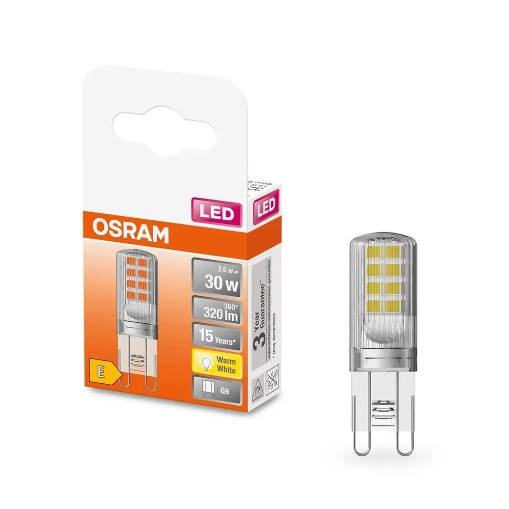 OSRAM LED žárovka PIN30 2,6 W G9 2700 K teple bílá čirá