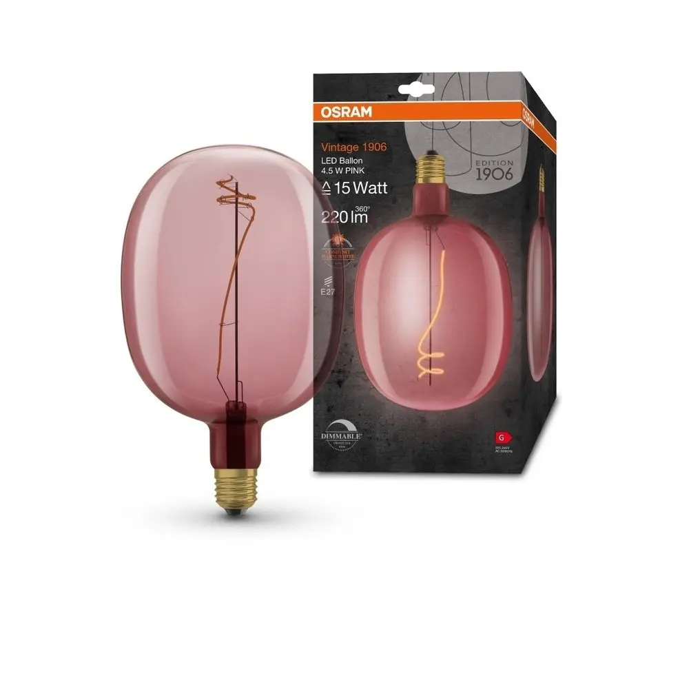 LEDVANCE Vintage 1906 BALLON PINK DIM 15 4.5W/1600K E27 4058075761896