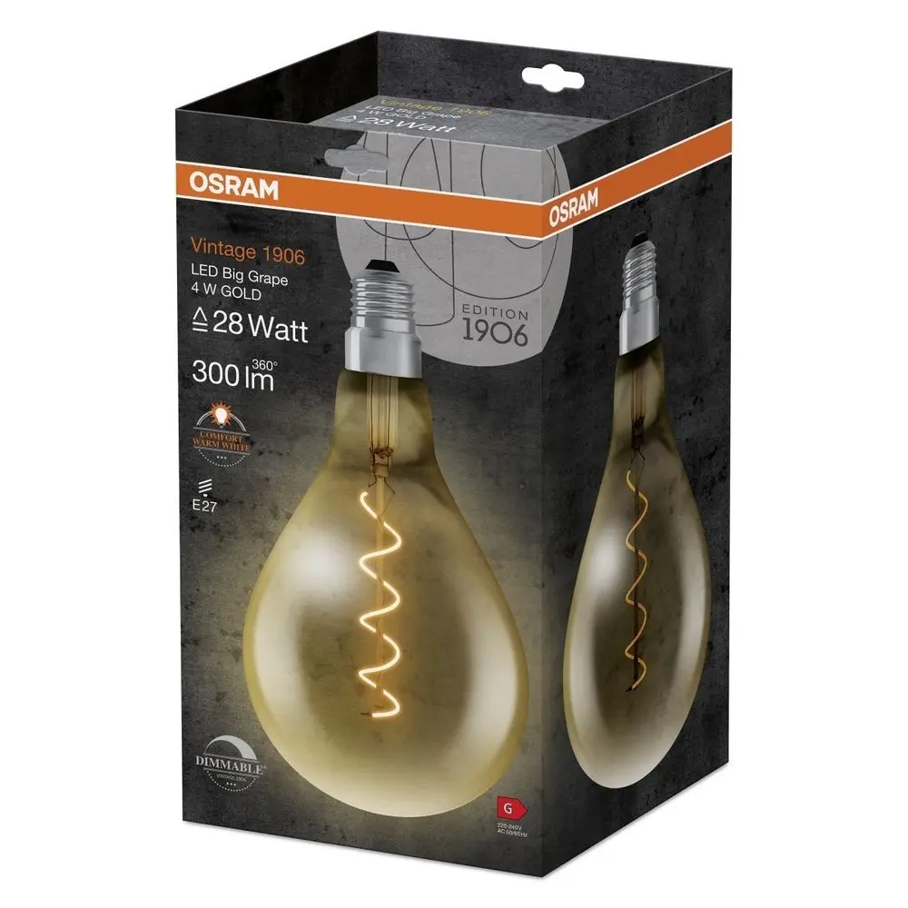 LEDVANCE Vintage 1906 LED dim CL A160 FIL GOLD 28 dim 5W/820 E27