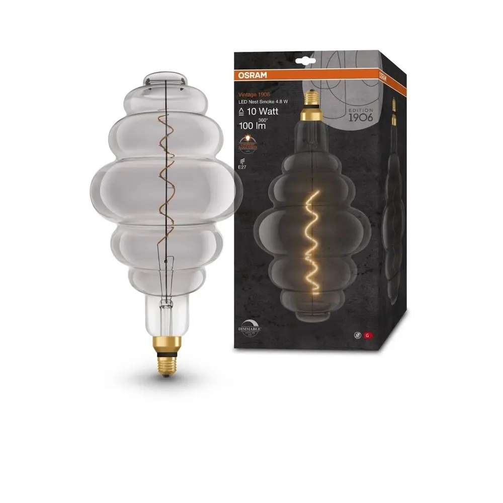 Stmívatelná kouřová LED žárovka E27 4,8 W VINTAGE 1906, teplá bílá