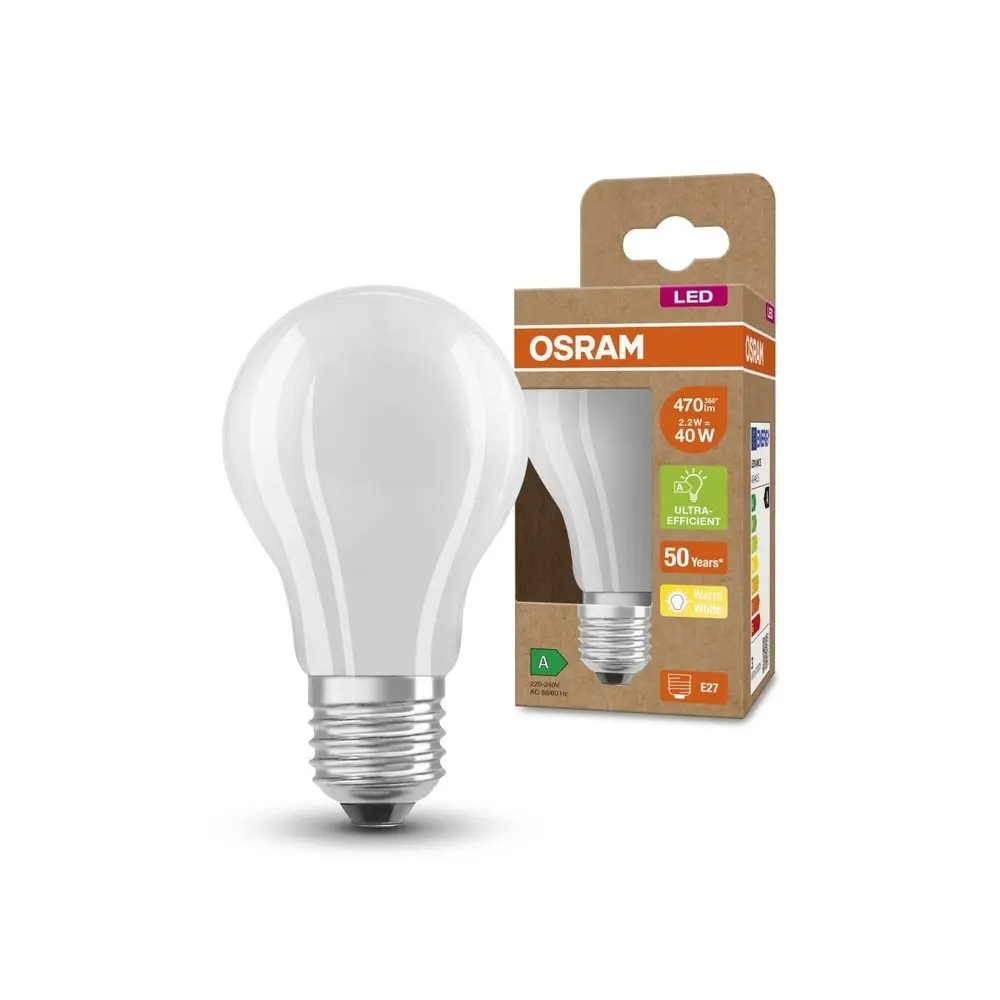 Ultra účinná LED matná žárovka E27 2,2 W ENERGY A, teplá bílá