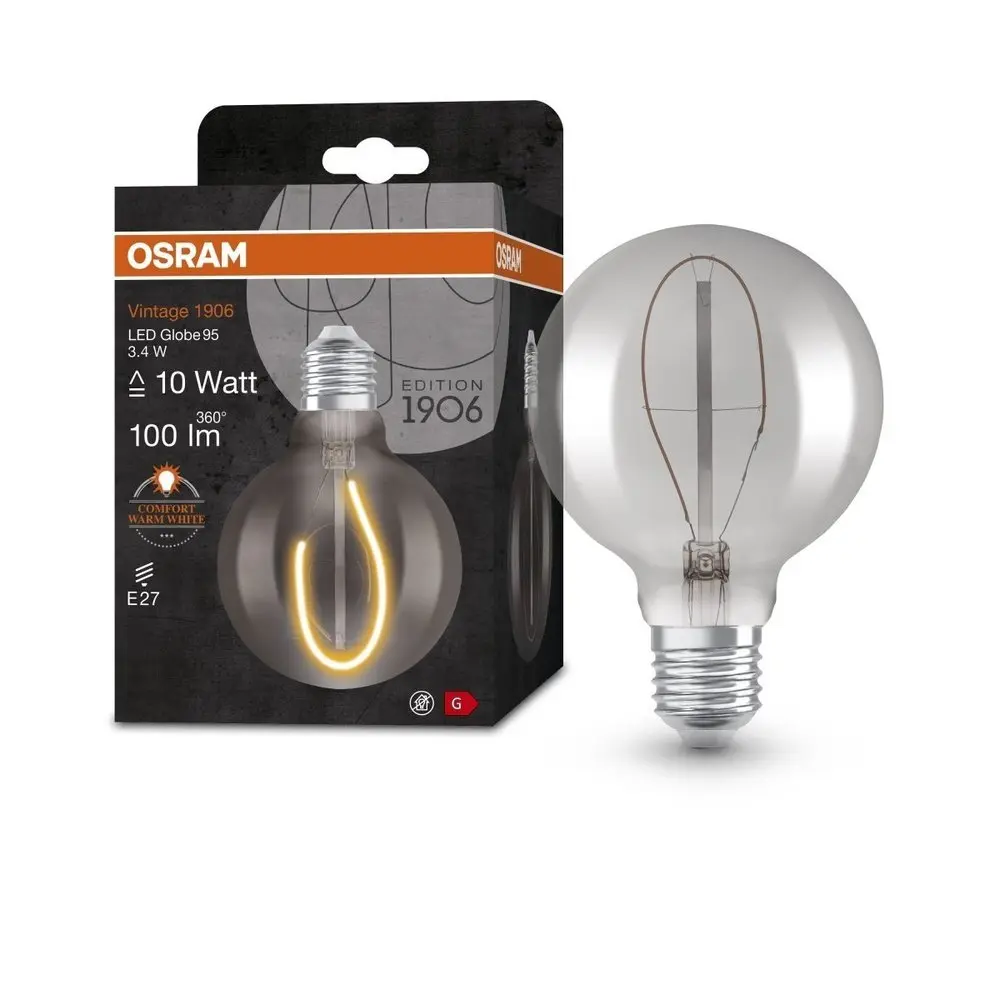 Vintage LED žárovka E27 3,4 W GLOBE, teplá bílá