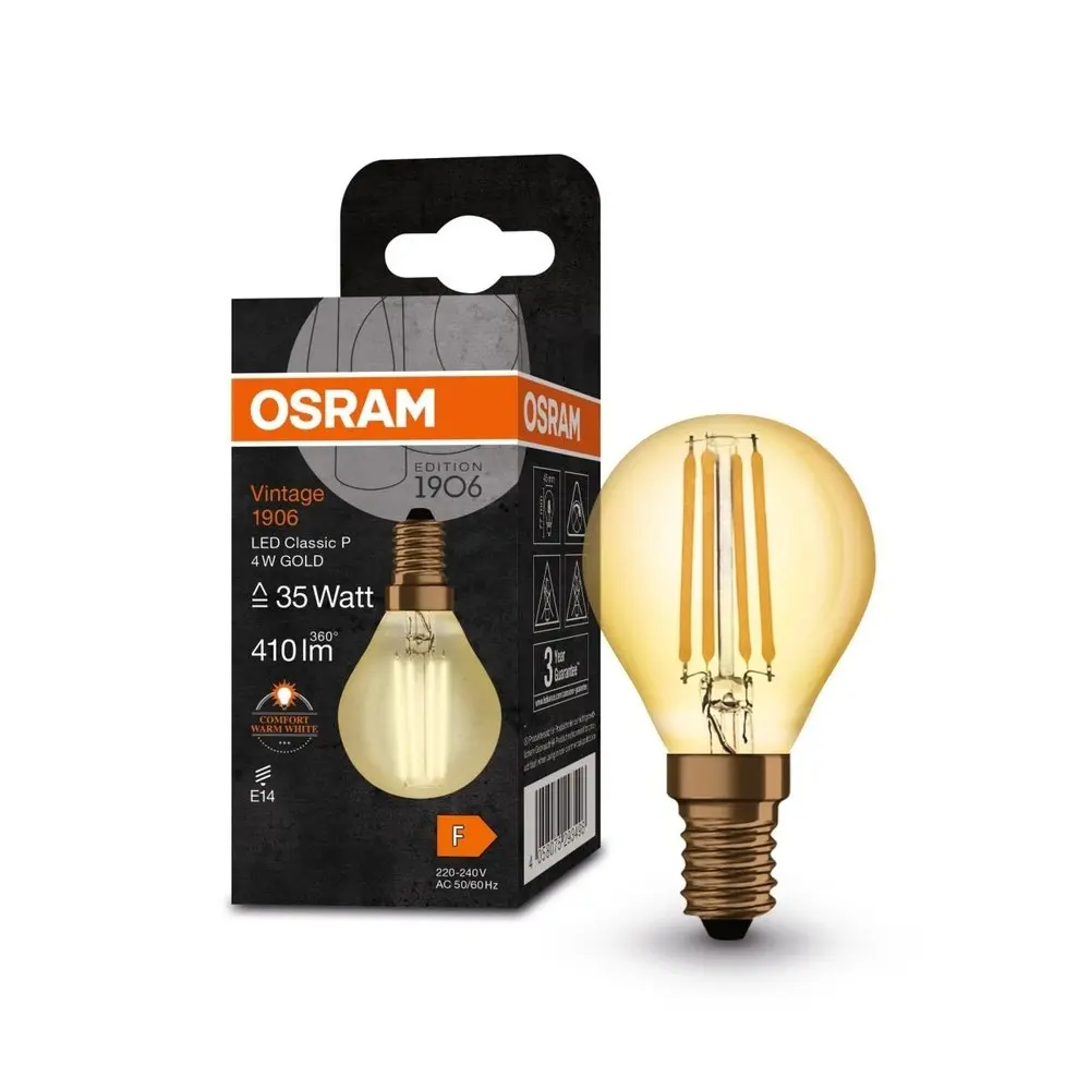Zlatá LED žárovka E14 4 W VINTAGE CLASSIC P, teplá bílá