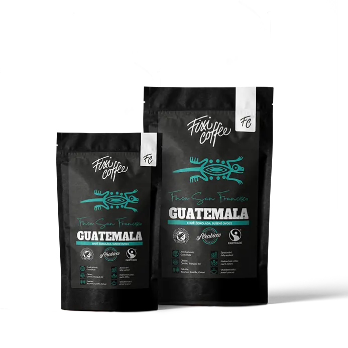 FixiCoffee Guatemala Finca – výběrová káva, 100% arabica zrnková / sáček Doypack /