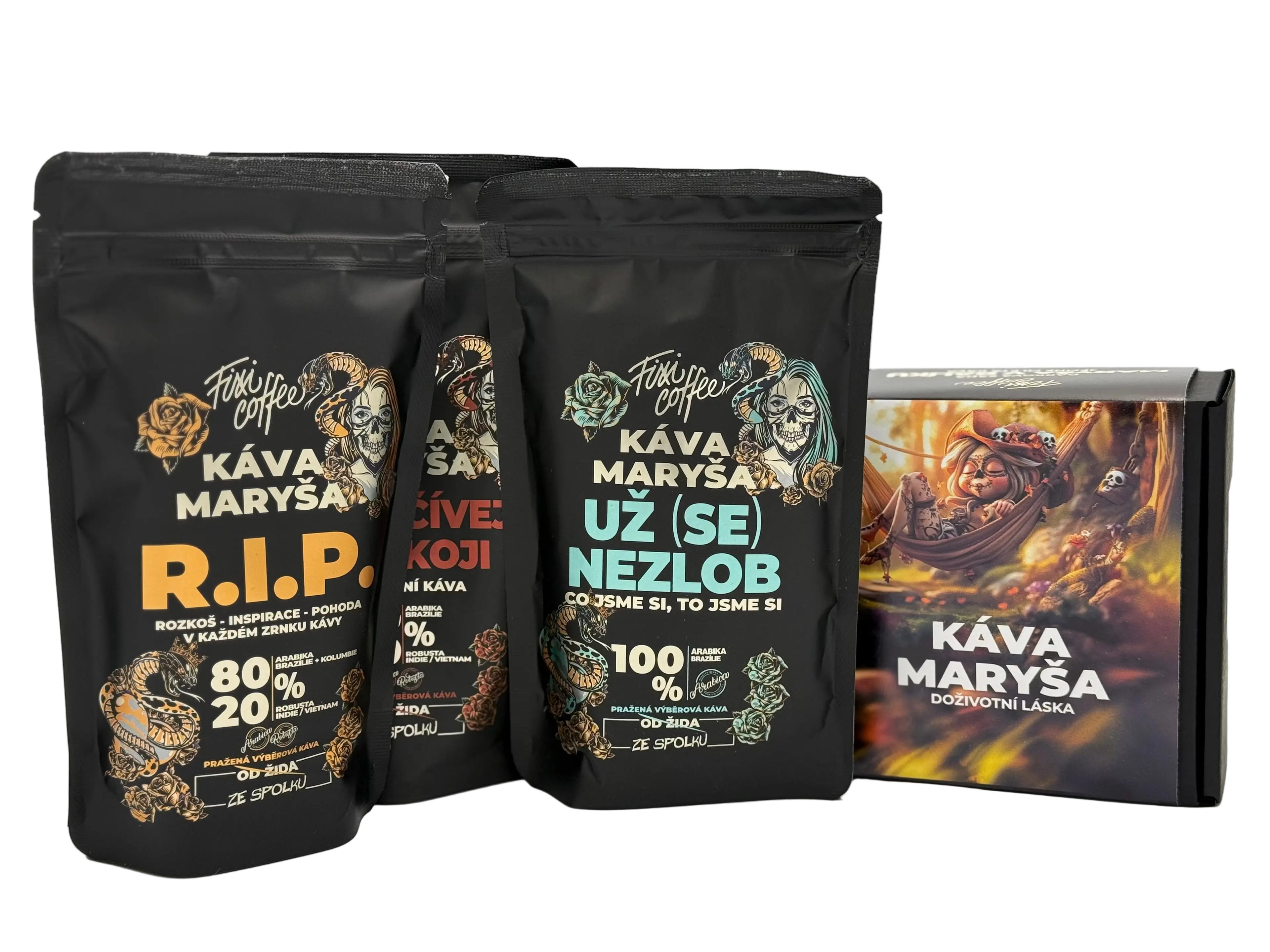Fixi Coffee Maryša – V balíku poprvé (3x150g) – degustační sada výběrové kávy