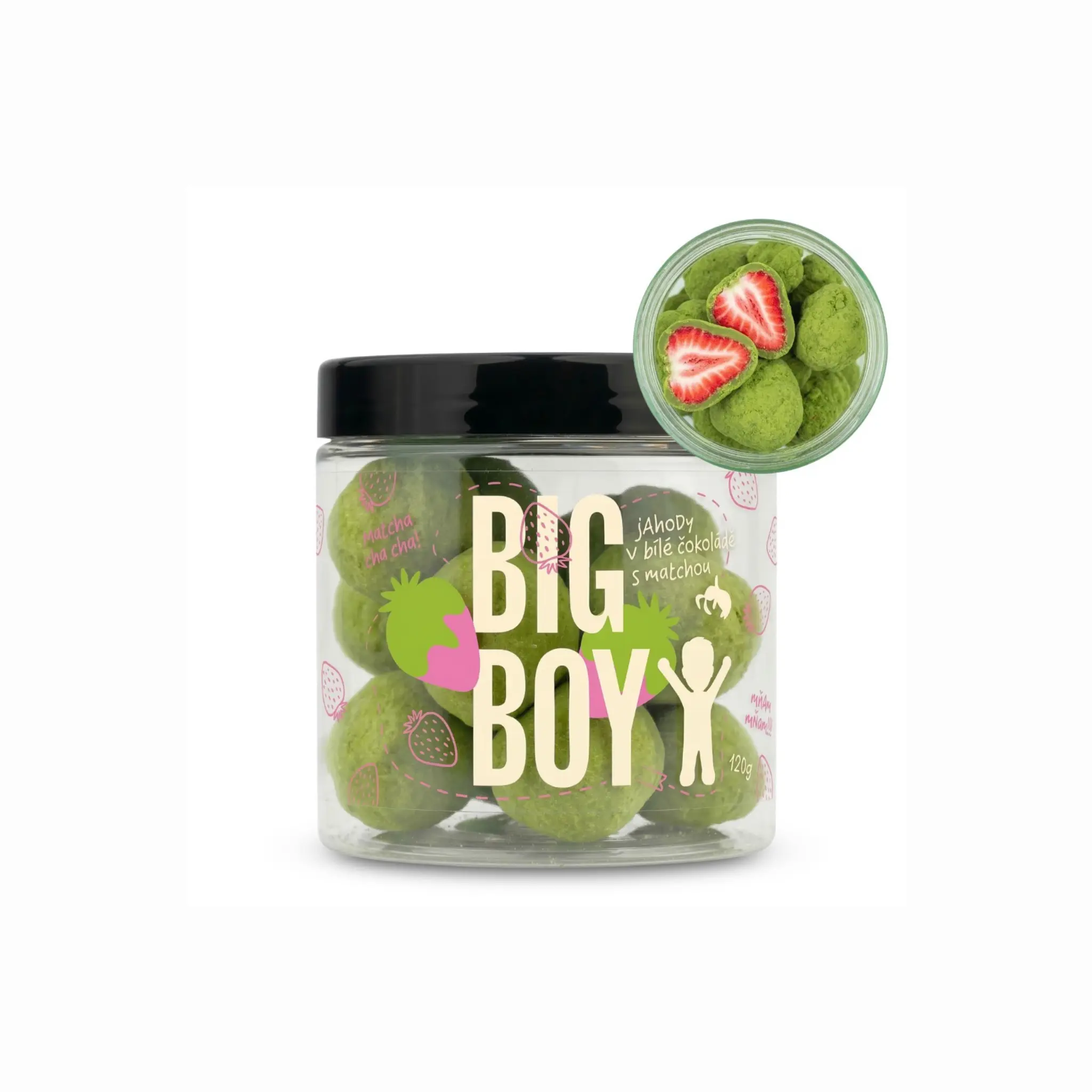 Big Boy Jahody v matcha a bílé čokoládě 120 g