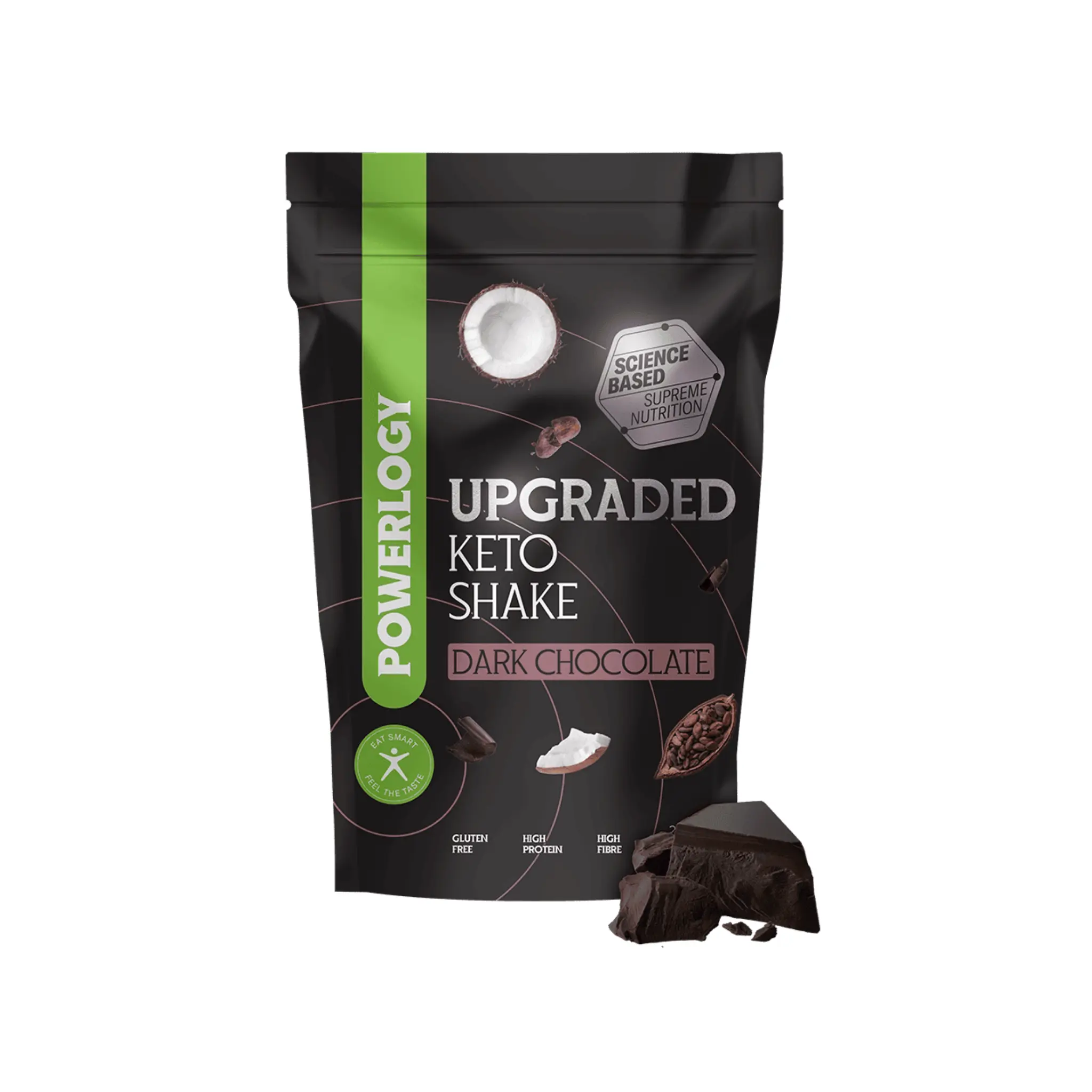 Powerlogy Upgraded Keto Shake 600 g Hořká čokoláda