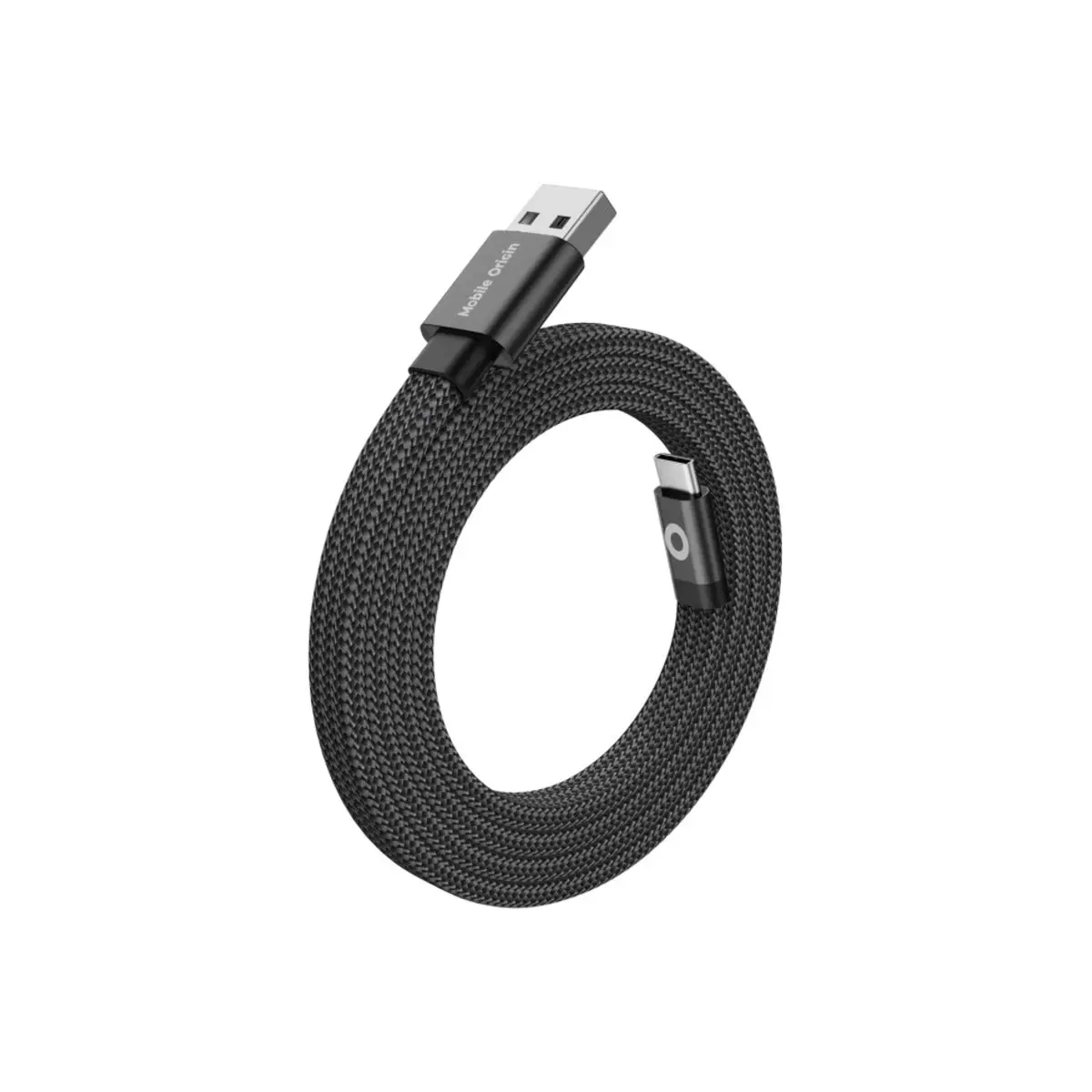 Magnetický 27W nabíjecí kabel Mobile Origin Original Flat Cable USB-A / USB-C 1 m - černý