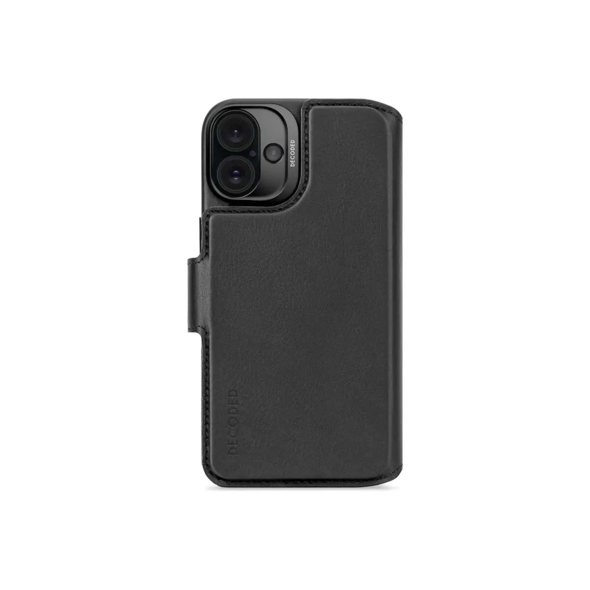 Kožená odnímatelná peněženka Decoded pro iPhone 16 Plus - černá