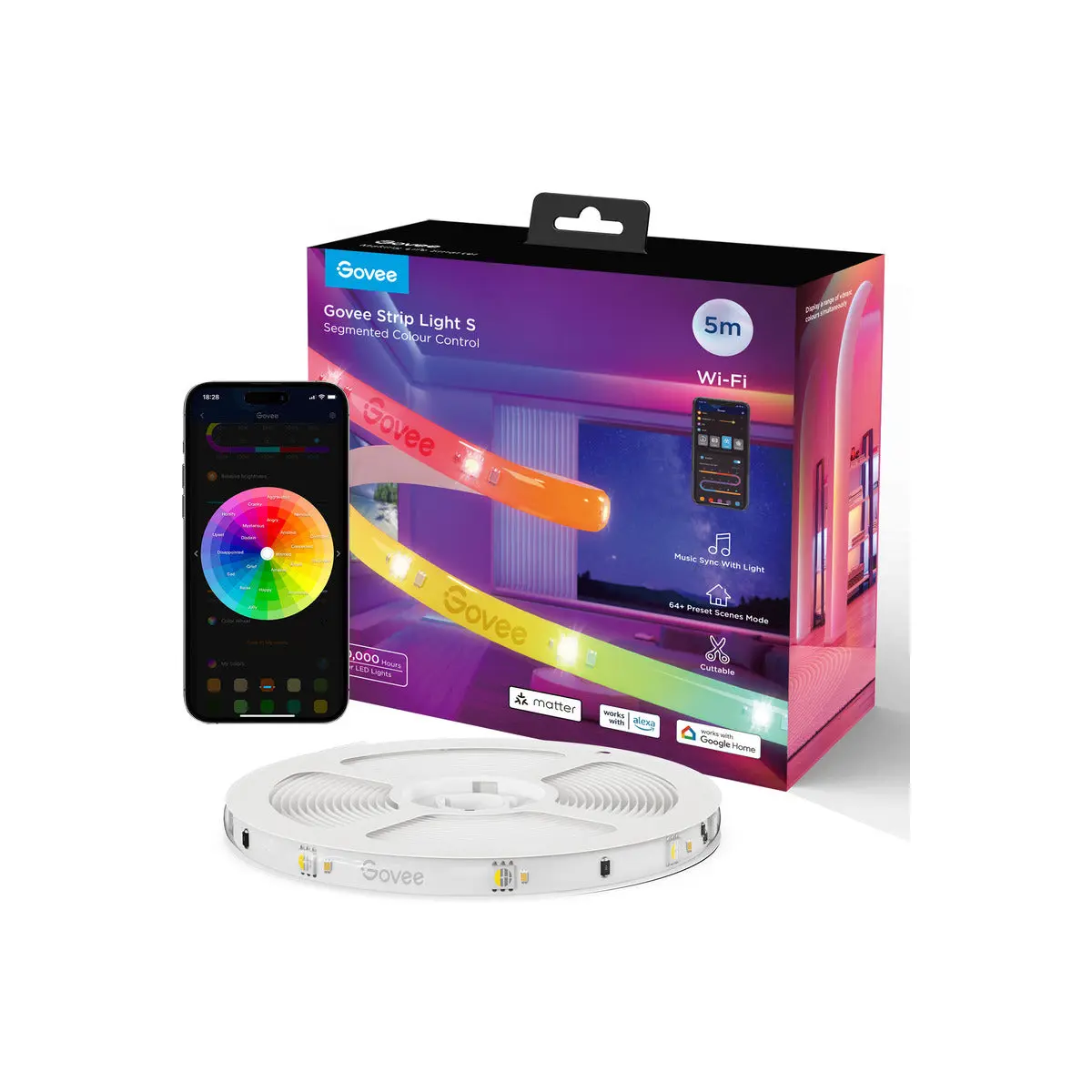 Govee WiFi RGBICW Smart PRO LED pásek 5m Matter - extra odolný