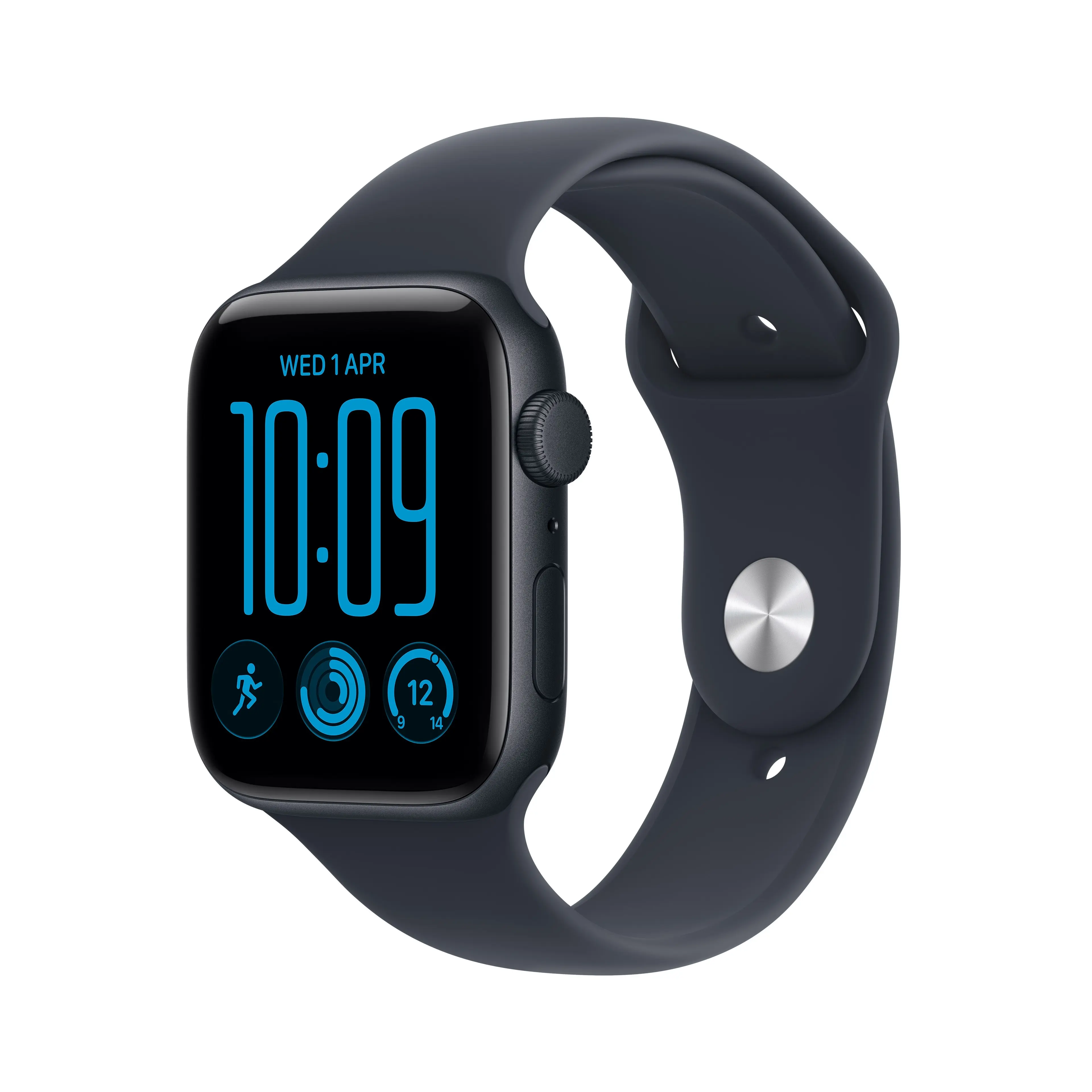 Apple Watch SE 3 GPS 44mm temně inkoustový hliník s námořnicky modrým sportovním řemínkem - S/M