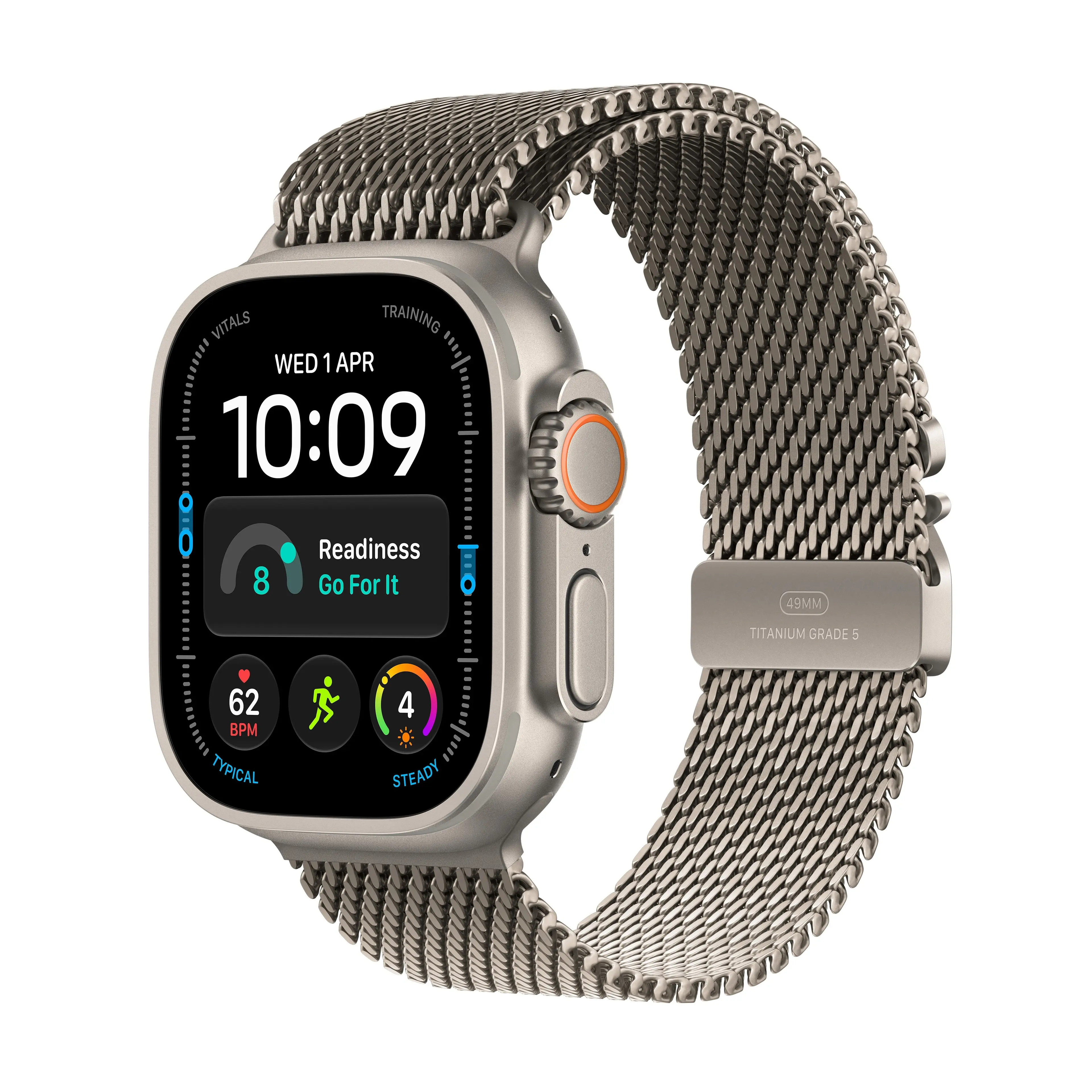 Apple Watch Ultra 4 GPS + Cellular 49mm Natural Titanium Case with Natural Titanium Milanese Loop -