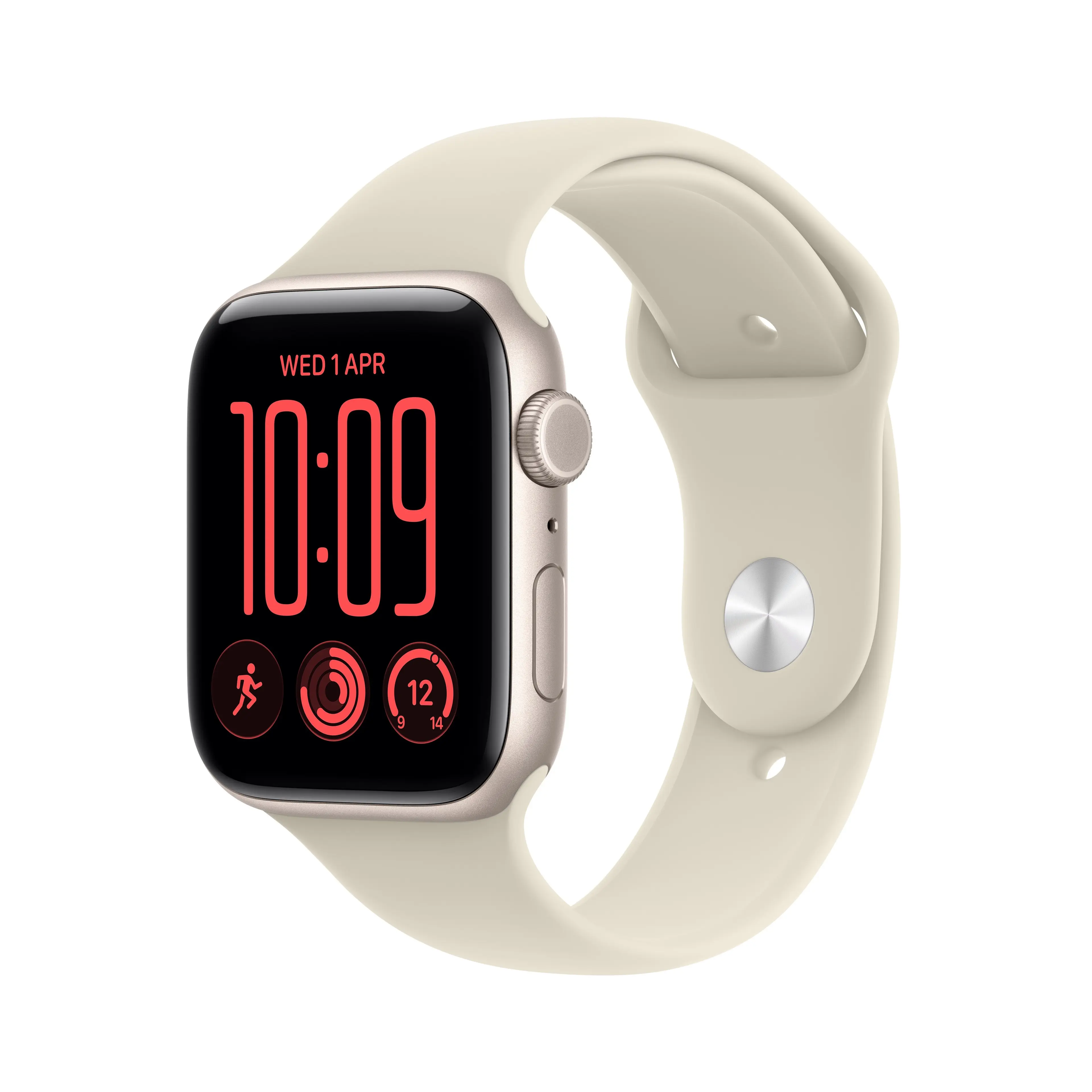 Apple Watch SE 3 GPS + Cellular 44mm hvězdně bílý hliník s pískovým sportovním řemínkem - M/L