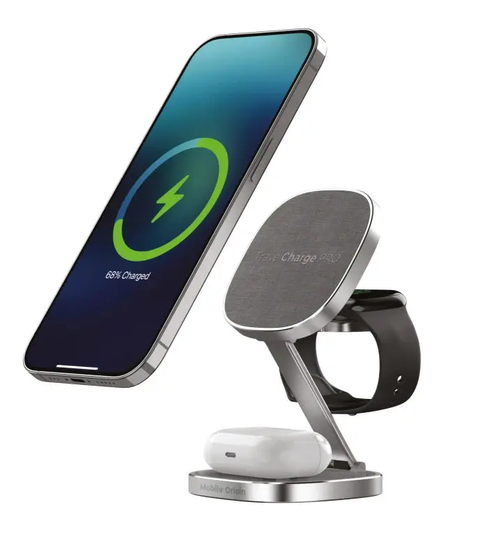 Cestovní bezdrátová nabíječka Mobile Origin TravelCharge PRO - stříbrná