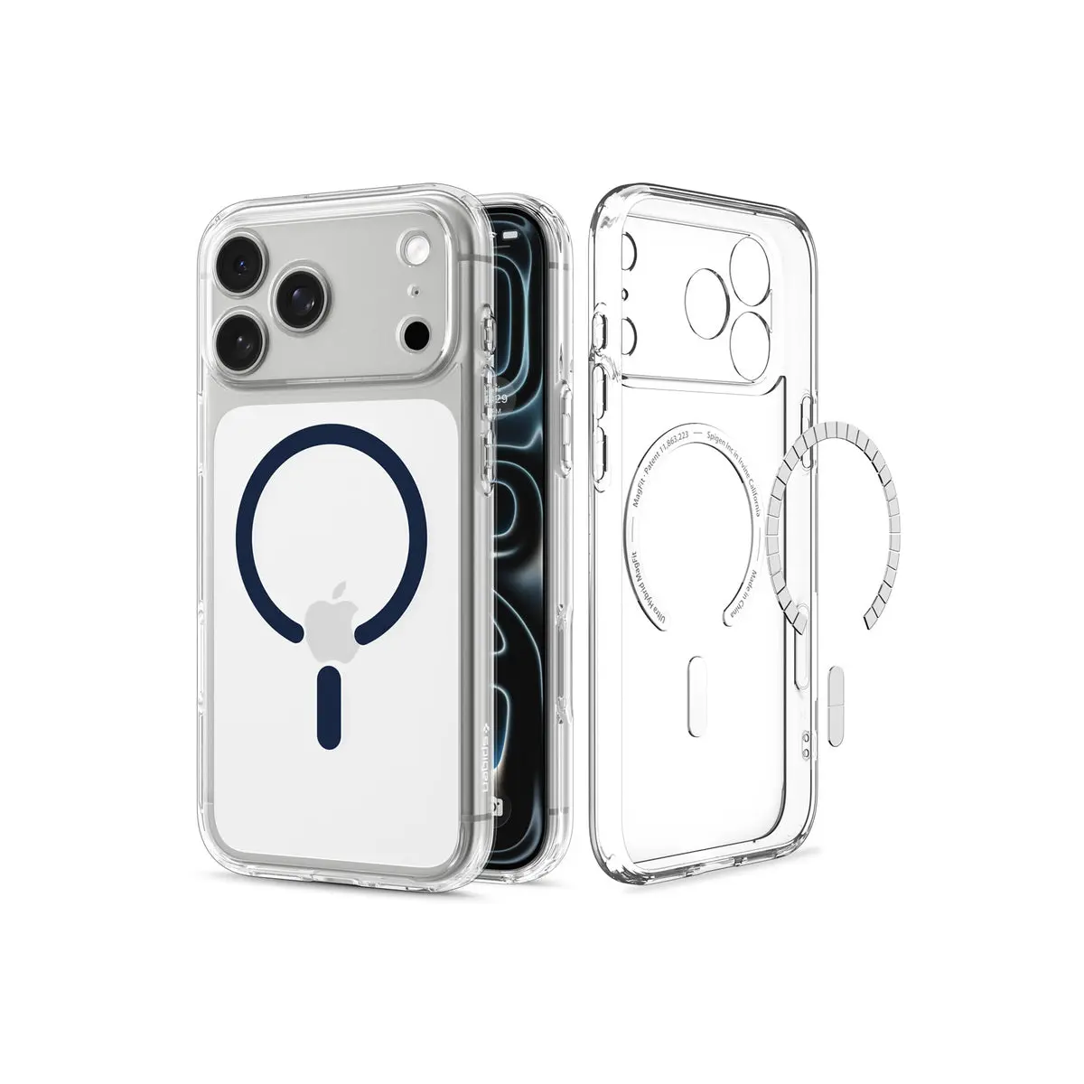 Spigen - Ultra Hybrid MagSafe kryt pro iPhone 18 Pro / iPhone 17 Pro - průhledný / tmavě modrý