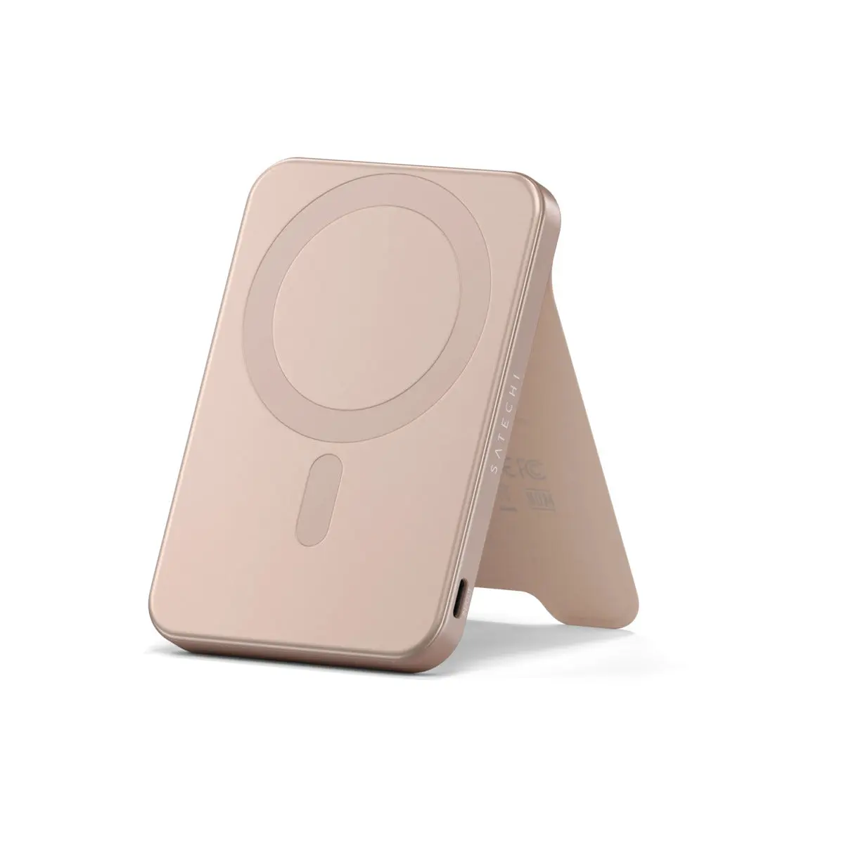 Magnetická powerbanka Satechi OntheGo Qi2 5000 mAh se stojánkem - pouštně růžová