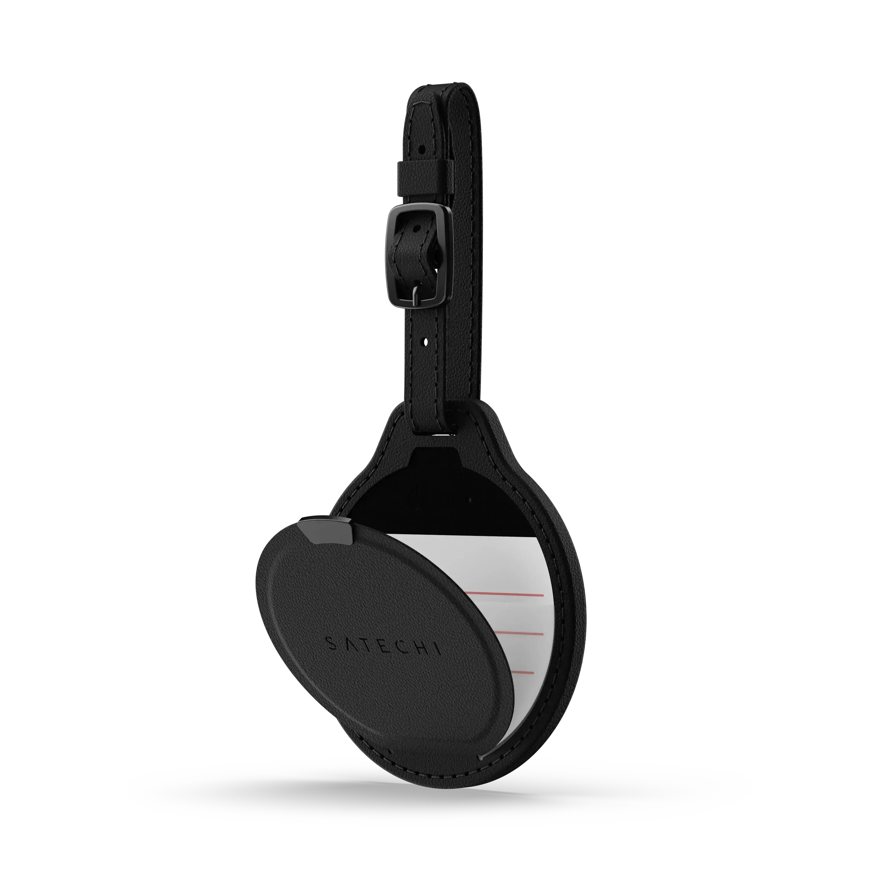 Jmenovka z veganské kůže Satechi FindAll Luggage Tag s kapsou na AirTag - černá