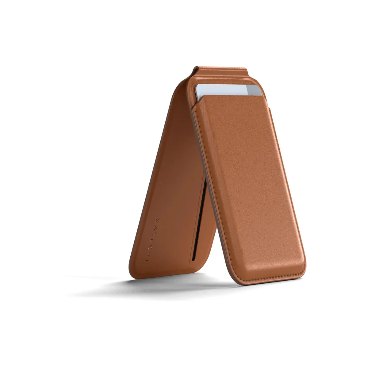 Magnetický stojánek s peněženkou pro iPhone Satechi - hnědý