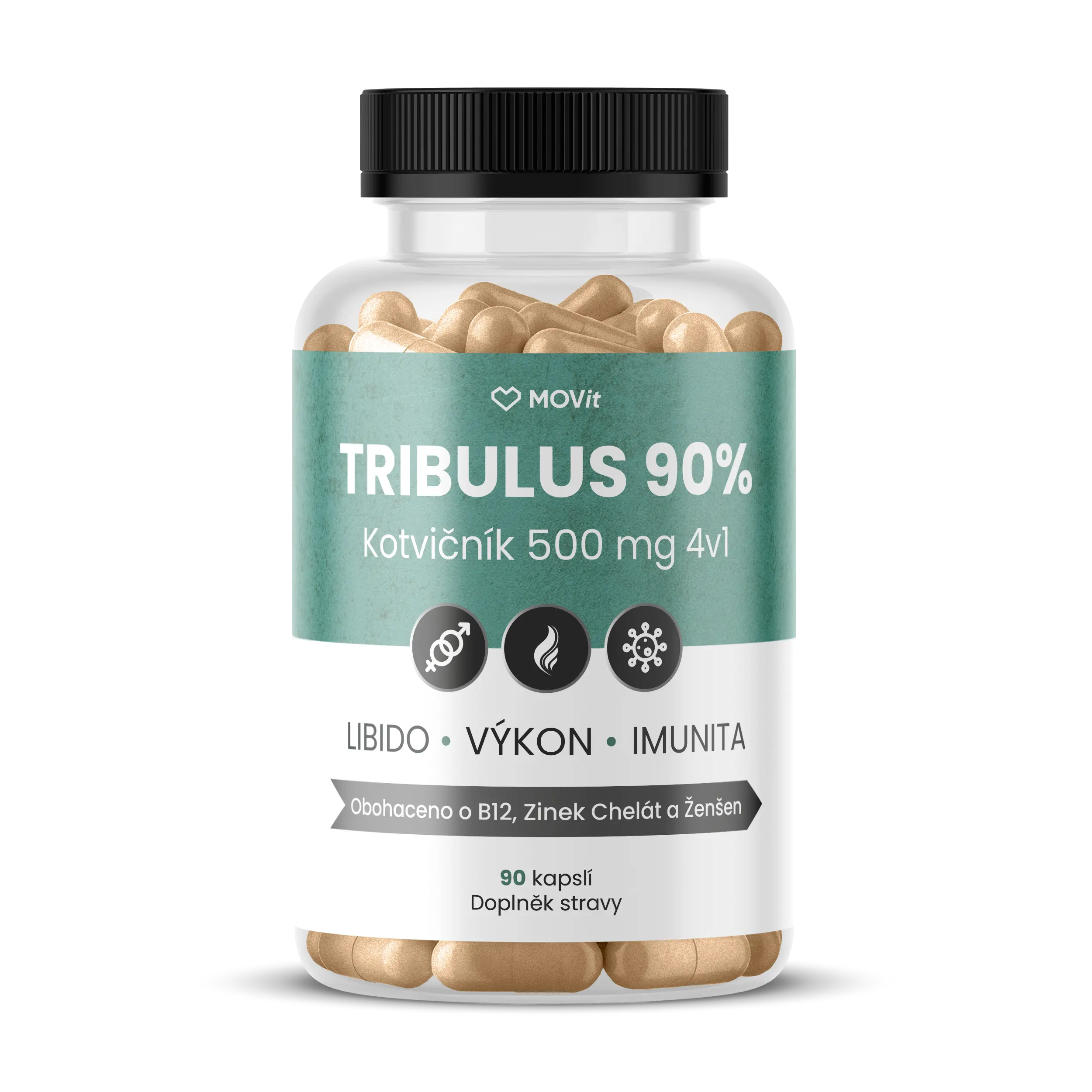 MOVIT ENERGY Tribulus 90% kotvičník 500 mg 4 v 1 90 kapslí