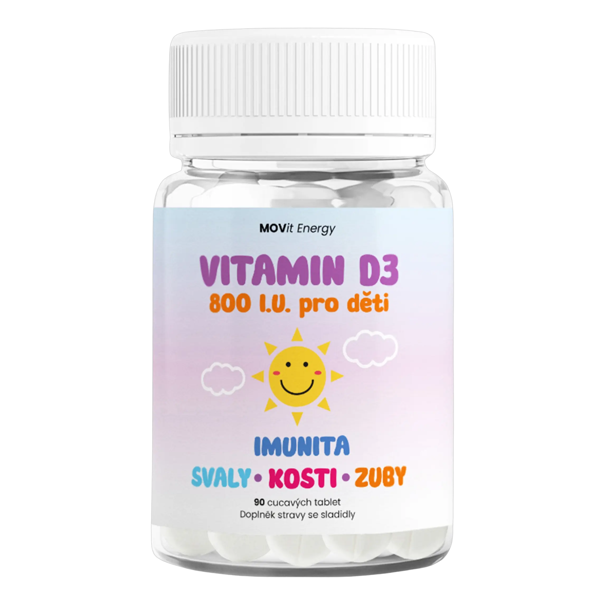 MoviD3k vitamin D3 pro děti 800 I.U. 90 tablet s příchutí pomeranče