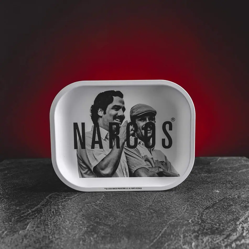 Narcos kovový balící tácek White Edition, malý, 14 x 18 cm