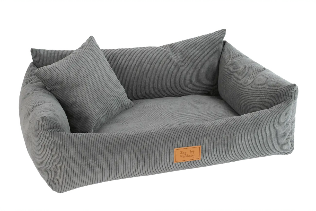 Luxusní pelíšek pro psy Dog Fantasy Sofa Haven šedý 100×75 cm