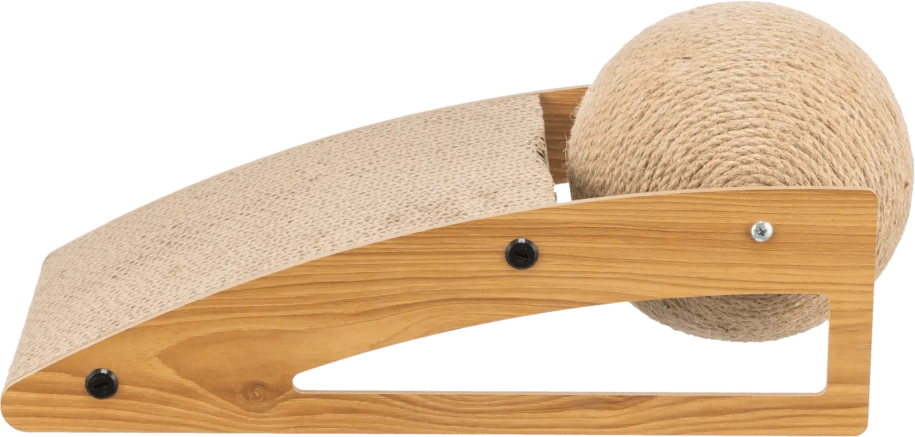 Škrabadlo Trixie rampa s míčem, dřevo/karton/sisal 40x17x20cm