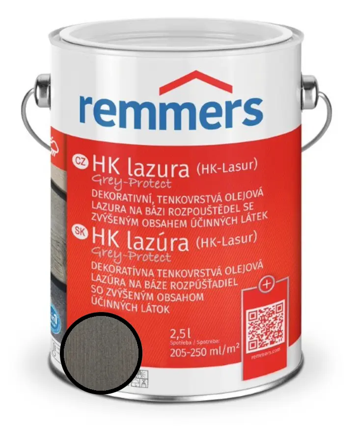 Lazura tenkovrstvá REMMERS HK lazura Grey Protect grafitově šedá 5 l