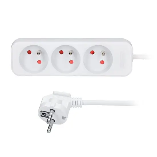 Prodlužovací kabel 1,5 m, 3 x 1,0 mm2, 3 zásuvky, bílý