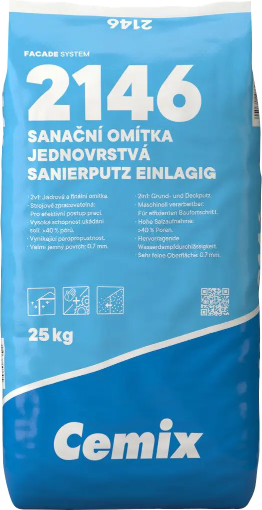Omítka sanační jednovrstvá Cemix 2146 25 kg