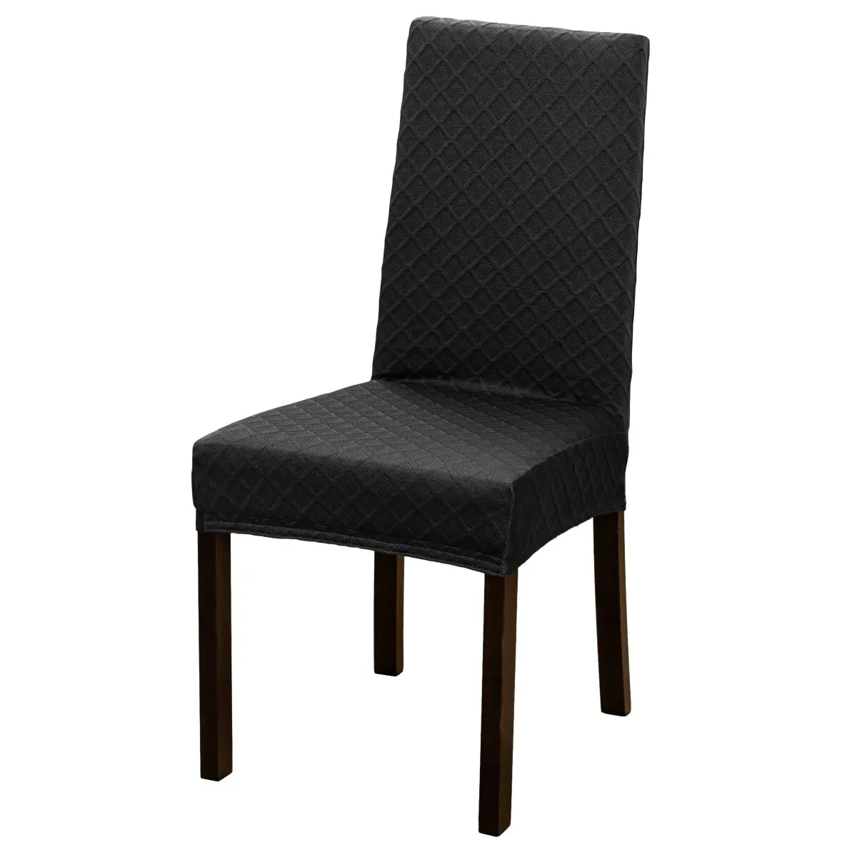 Potah na židli Káro antracitová podsedák 38 x 38 cm, opěradlo výška 50 cm, šířka 38 cm - ideální velikost židle