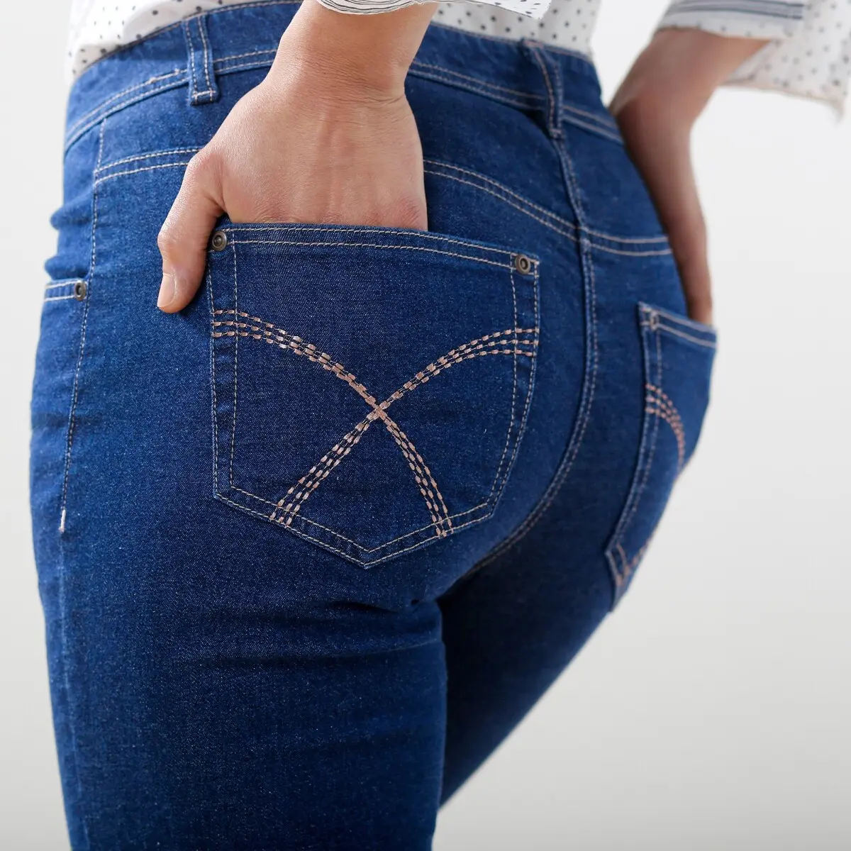 Tvarující kalhoty s 5 kapsami denim