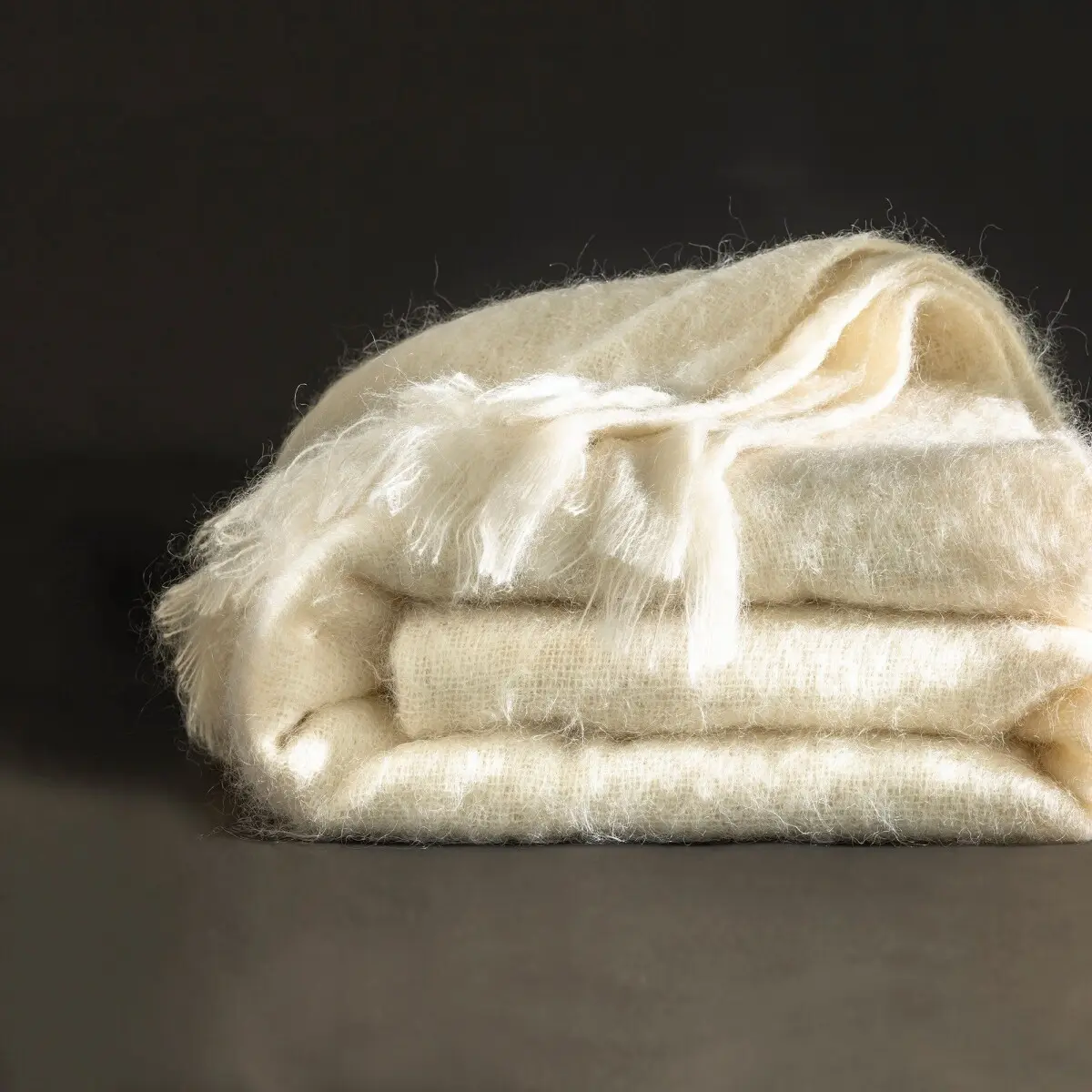 Mohérová vlněná deka Ourson® s kozí vlnou Angora režná