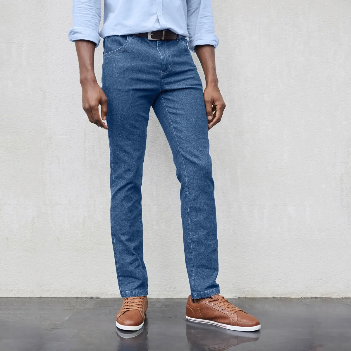 Pohodlné džíny s pružným pasem a 4 kapsami pro vyšší postavu denim