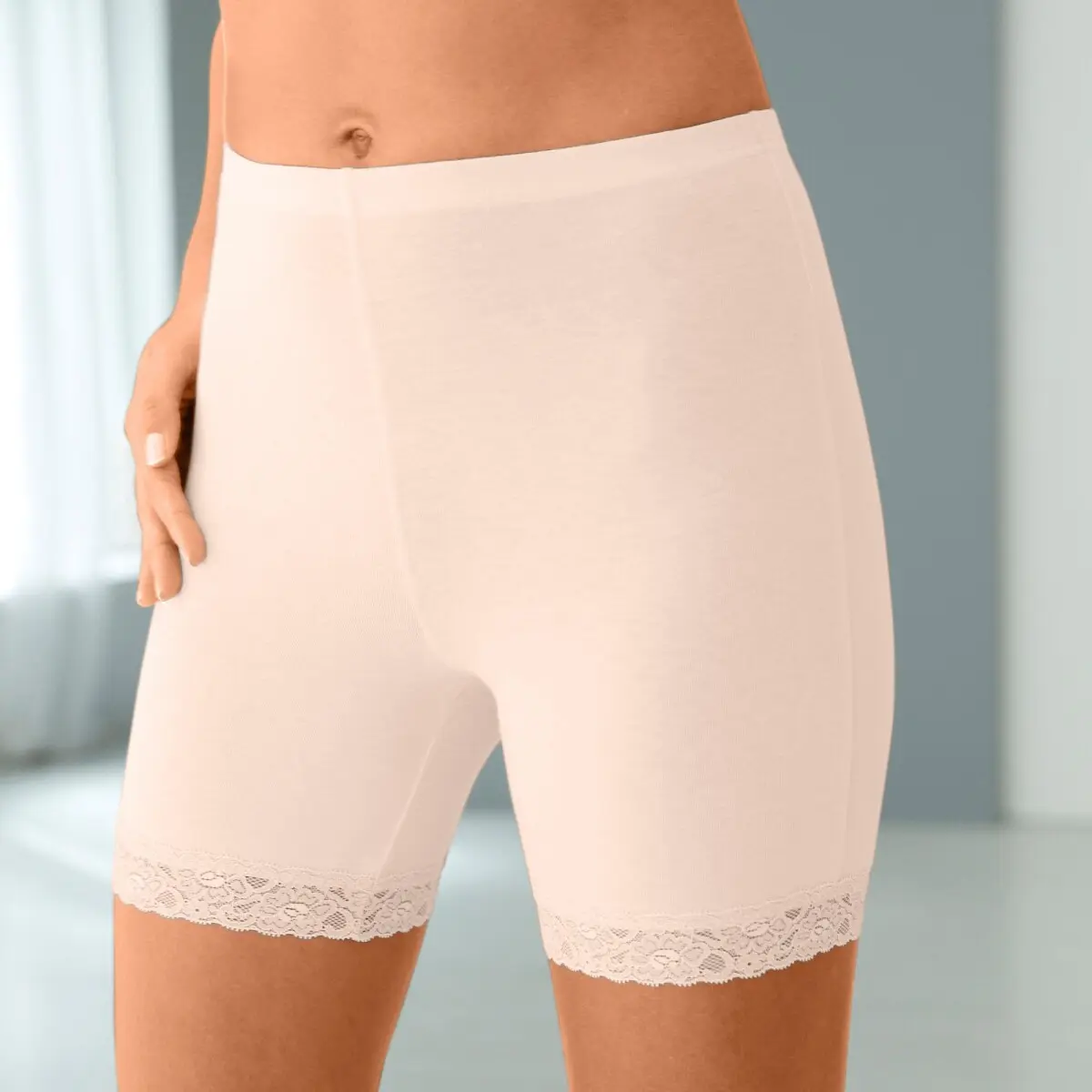 Sada 2 kalhotek panty ze strečové bavlny s krajkou