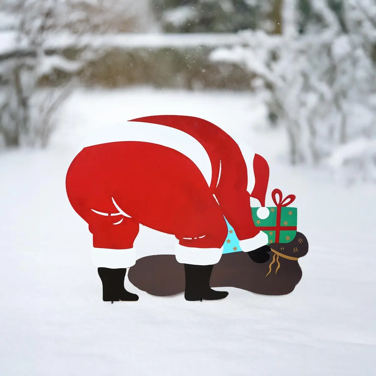 Zahradní zápich Santa s dárky
