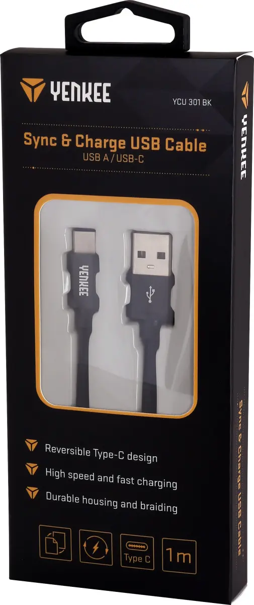 YCU 302 BK kabel USB A 2.0 / C 2m YENKEE