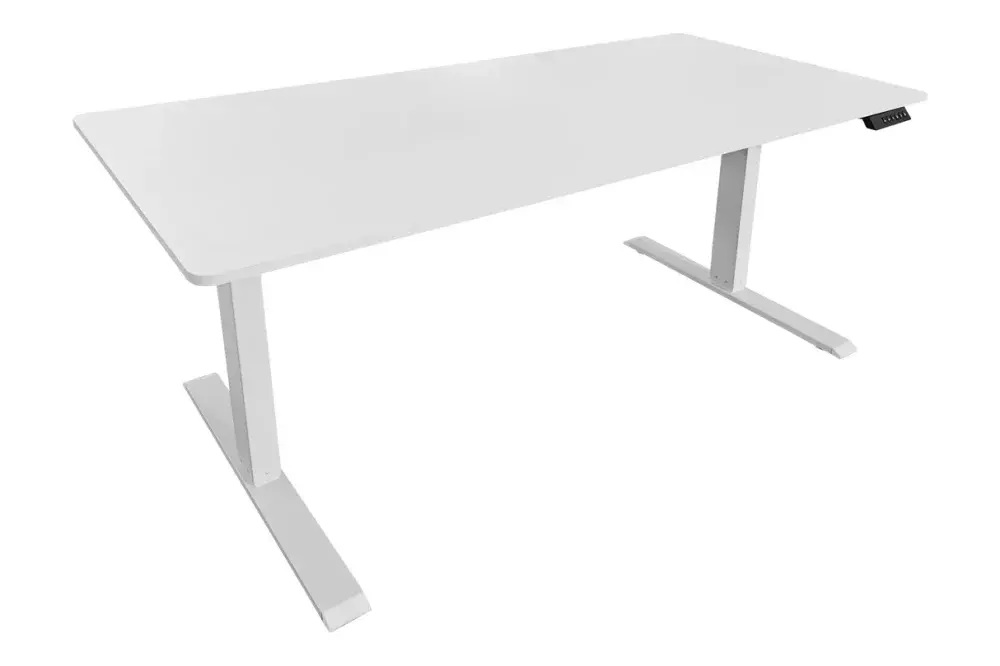 Estila Moderní designový psací stůl Vancouver s výškově nastavitelnou melaminovou deskou v bílé barvě 140 cm