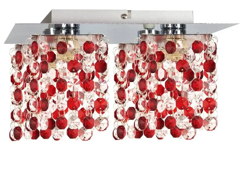 Stropní lampa chrom/červené krystaly 4xG9 Classic