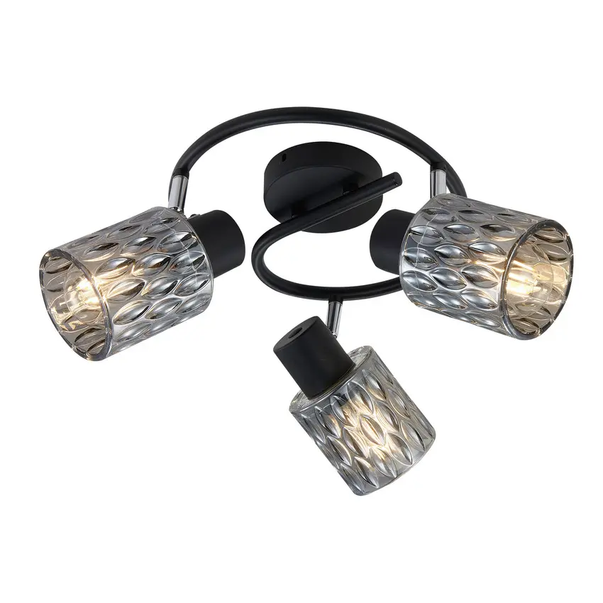 Stropní lampa Bill Spiral černá 3x40W E27 kouřové stínidlo