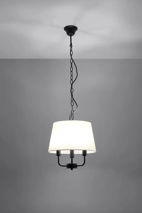 Závěsná lampa Pasteri matně černá 3x40W e14 béžové stínidlo