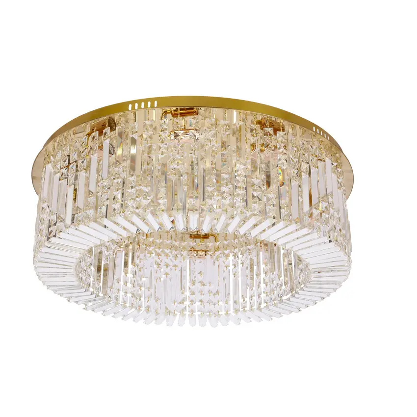 Stropní lampa MARANGA, plafond zlatý, 10x10W E14, bezbarvé krystaly