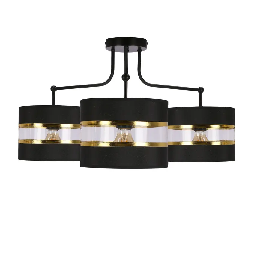 Závěsná lampa Andy černá, e27, stínidlo černé+zlaté