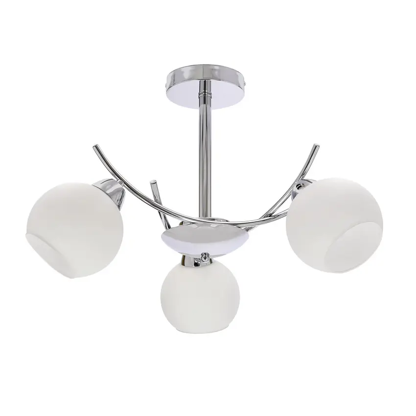 AMOS Chromová závěsná lampa 3x40W E27 bílé stínidlo