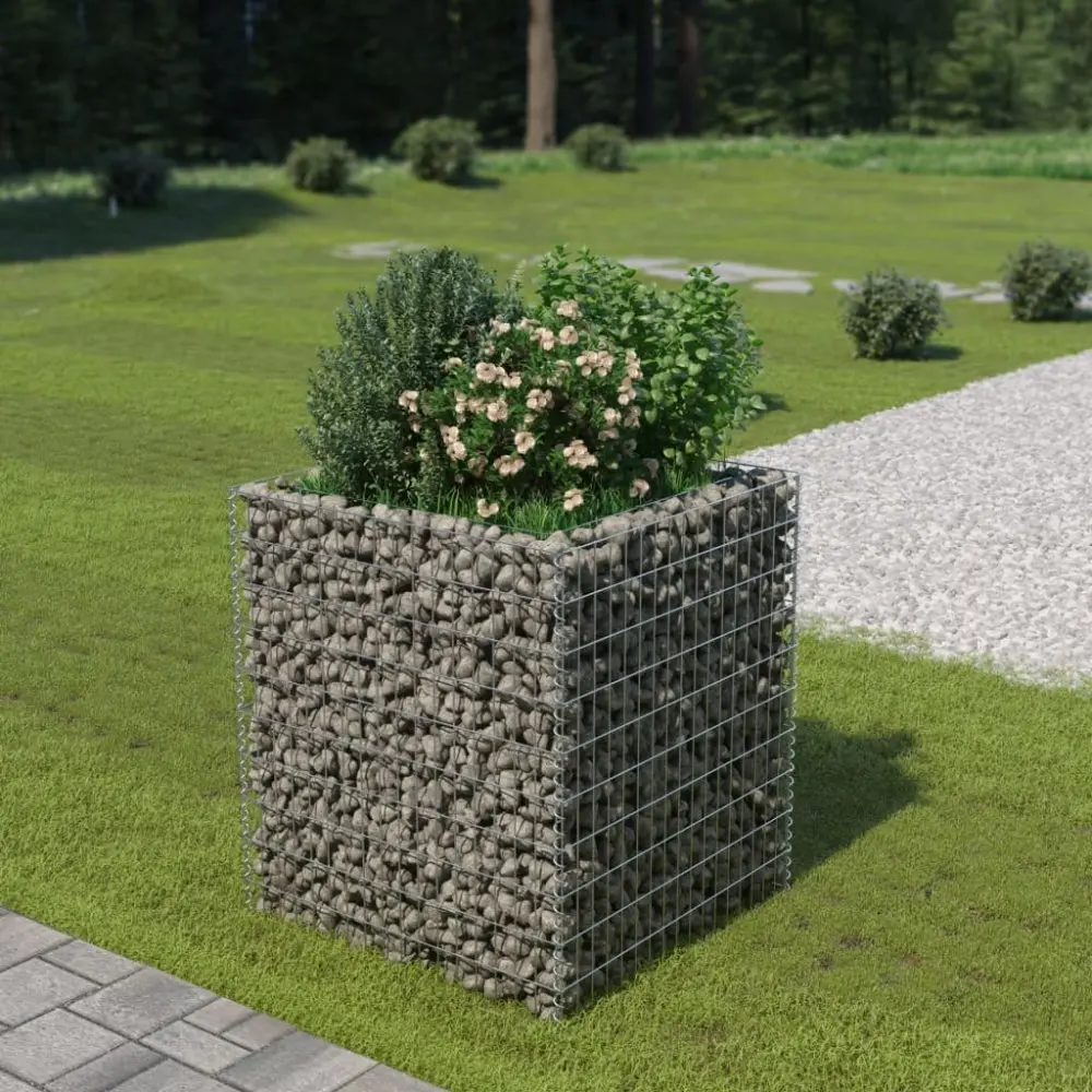 vidaXL Gabionový vyvýšený záhon pozinkovaná ocel 90 x 90 x 100 cm - 11461.143556