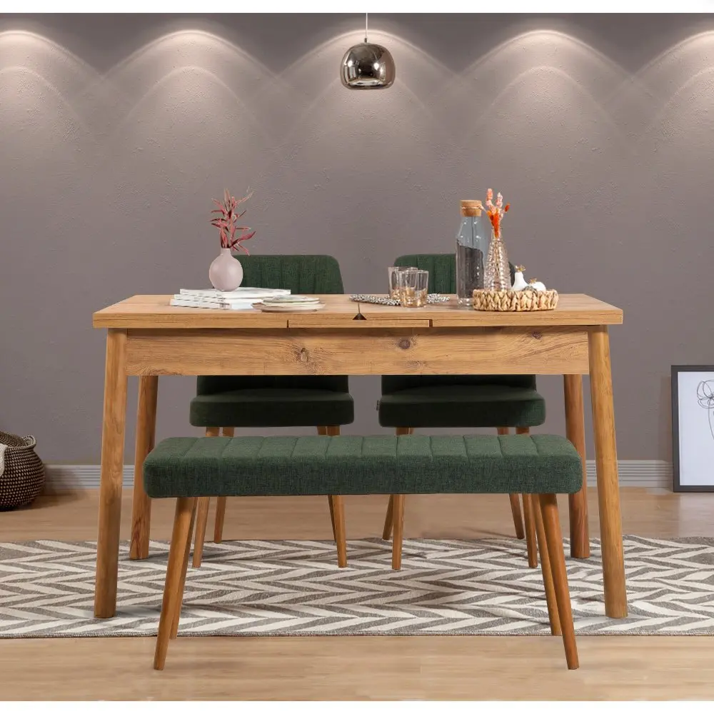 Jídelní set s rozkládacím stolem a židlemi (4 kusy) Santiago Atlantice -Green