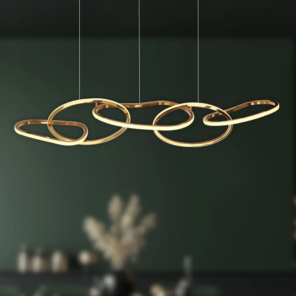 Závěsná lampa ANNELI, francouzské zlato, 45W LED, 3000K, bílý kryt