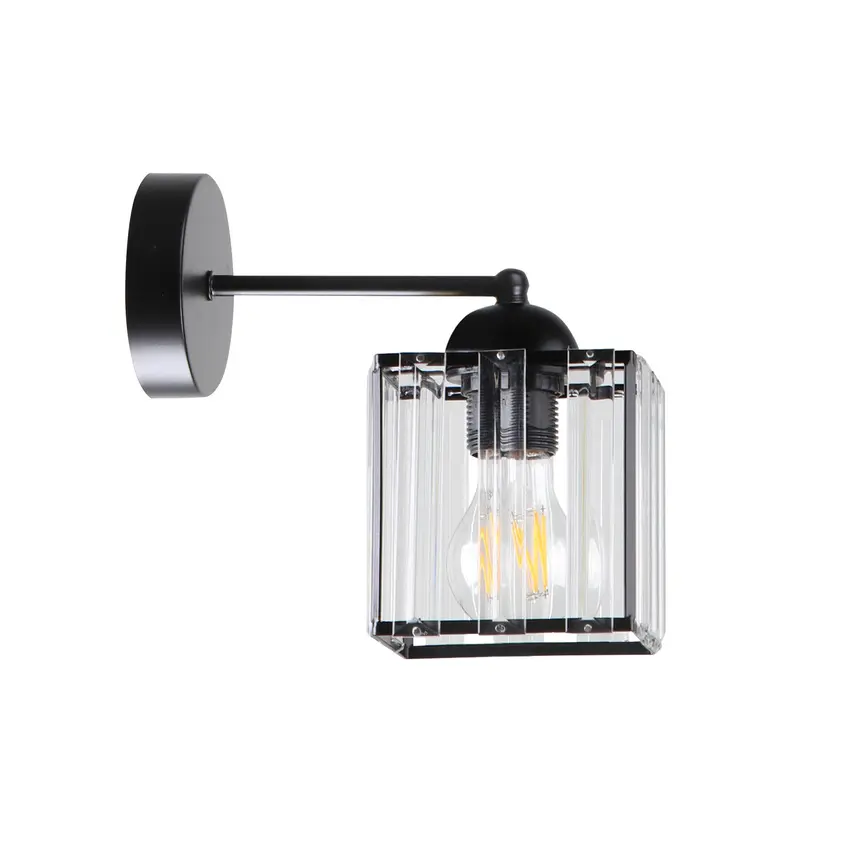 Nástěnná lampa Glassia Lamp černá 1X40 E27 černé stínidlo + čiré krystaly