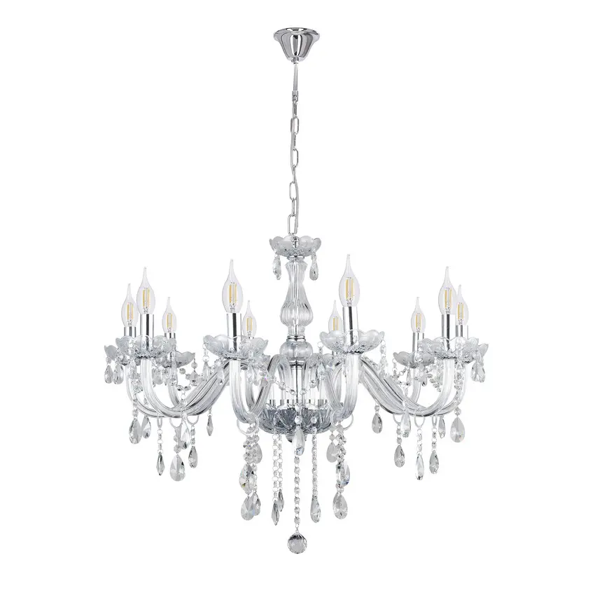 Závěsná lampa Cristallo chrom 10x40W E14 transparentní